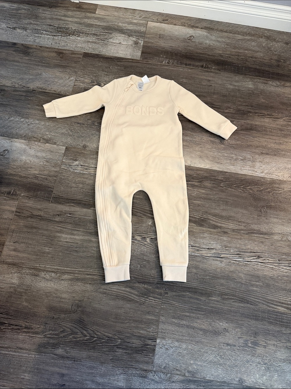 Bonds Cream Tracksuit Long-Sleeve One-Piece Romper